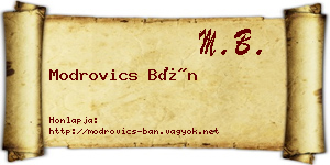 Modrovics Bán névjegykártya